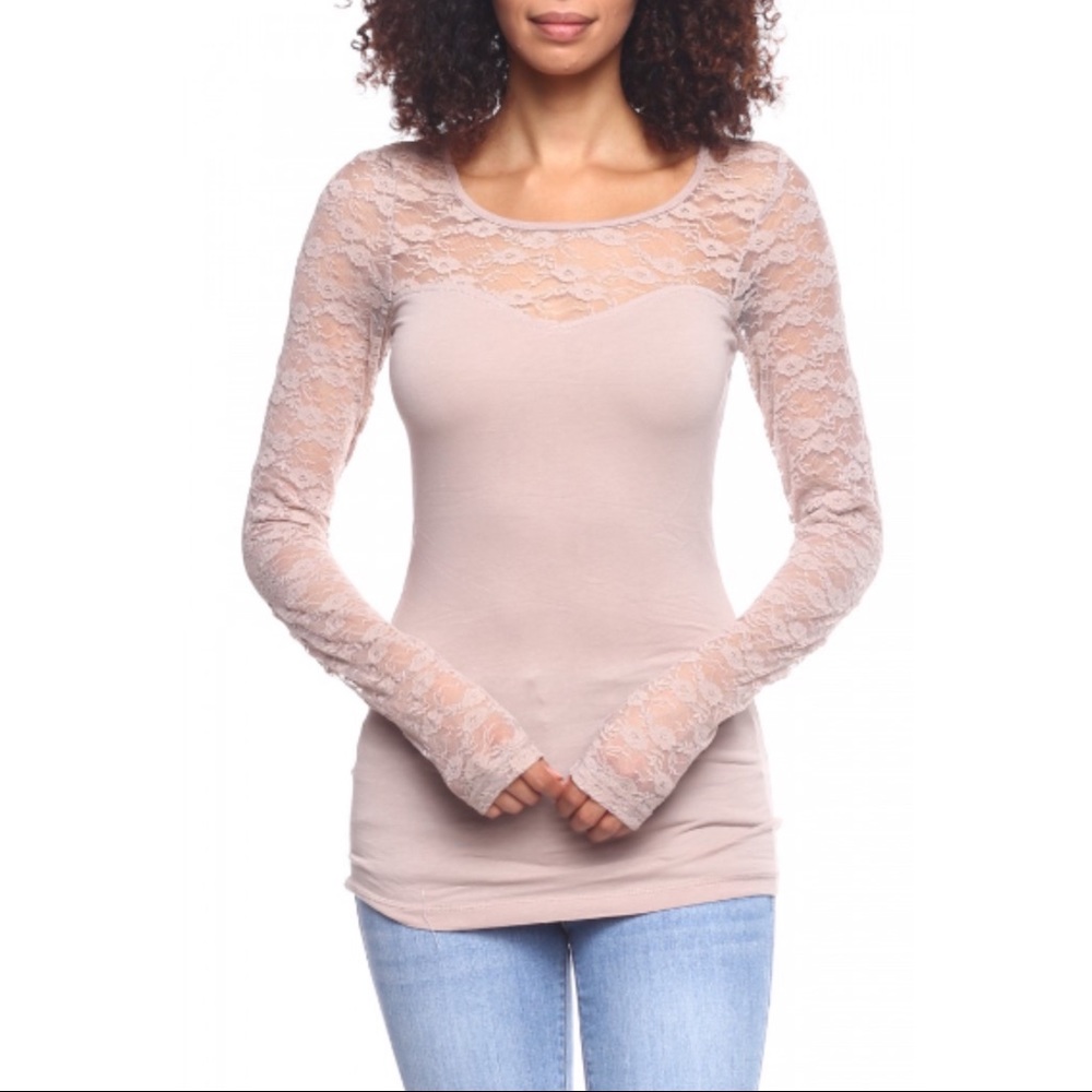NWOT Sweetheart Floral Lace Long Sleeve Top - Picture 5 of 8